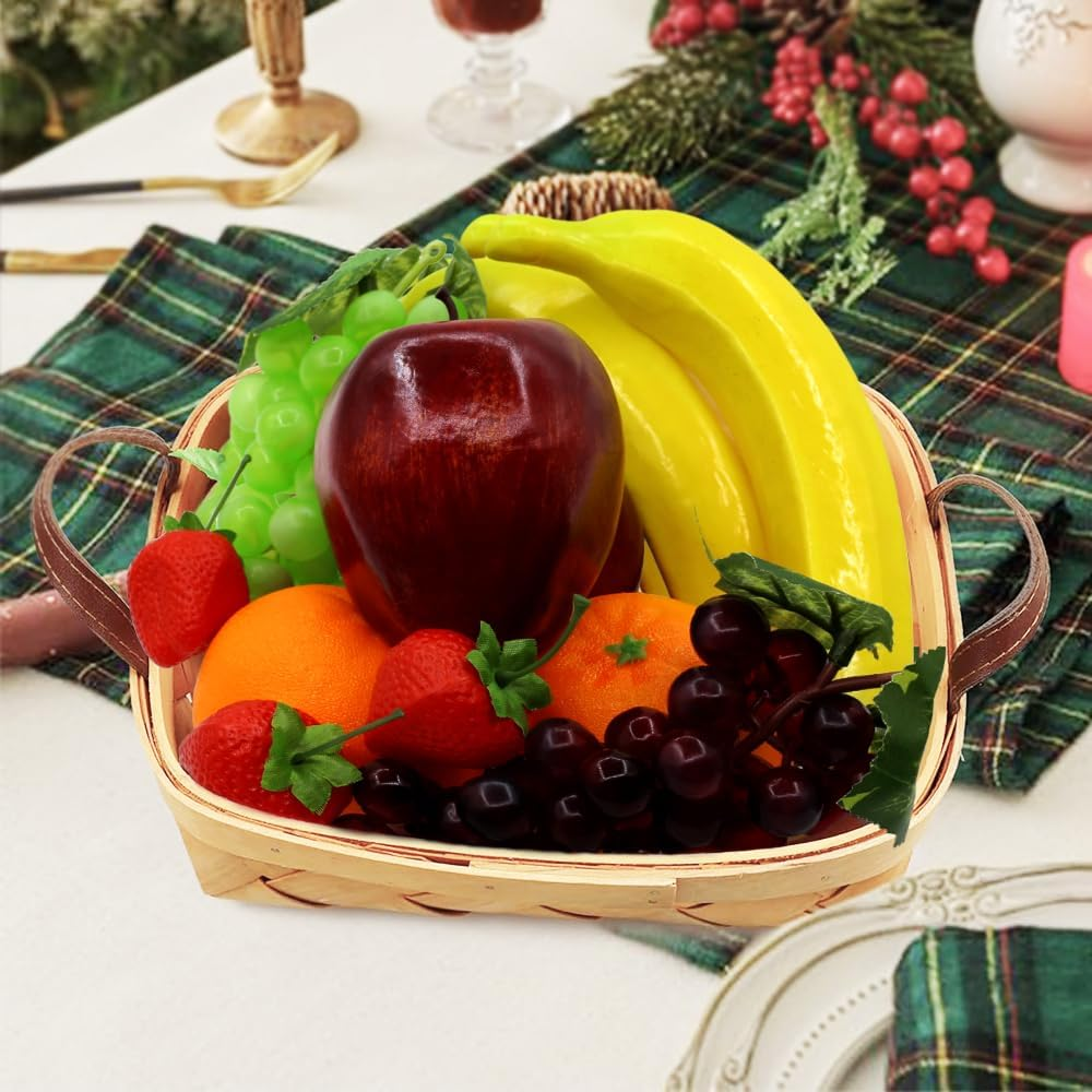 11 Pcs Fake Fruit Artificial Plastic Foam Fruits Faux Simulation Fake Apples Bananas Oranges Strawberries Grapes for Home Kitchen Holiday Party Photography Props Lifelike Decorate image number 4