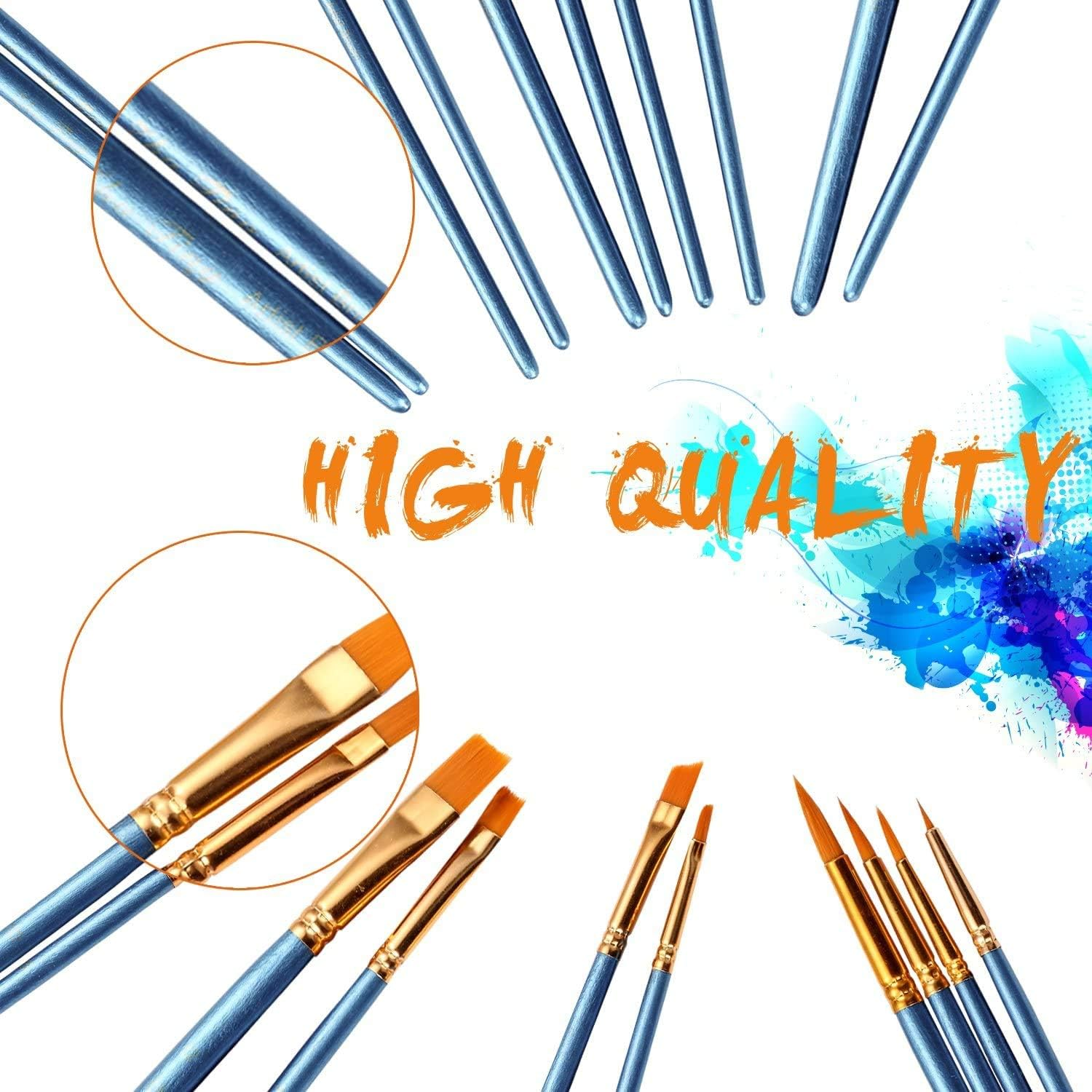 3 Pack Paint Brush Set, 30 Pcs Nylon Hair Brushes for Acrylic Oil Watercolor Painting Artist Professional Painting Kits image number 3