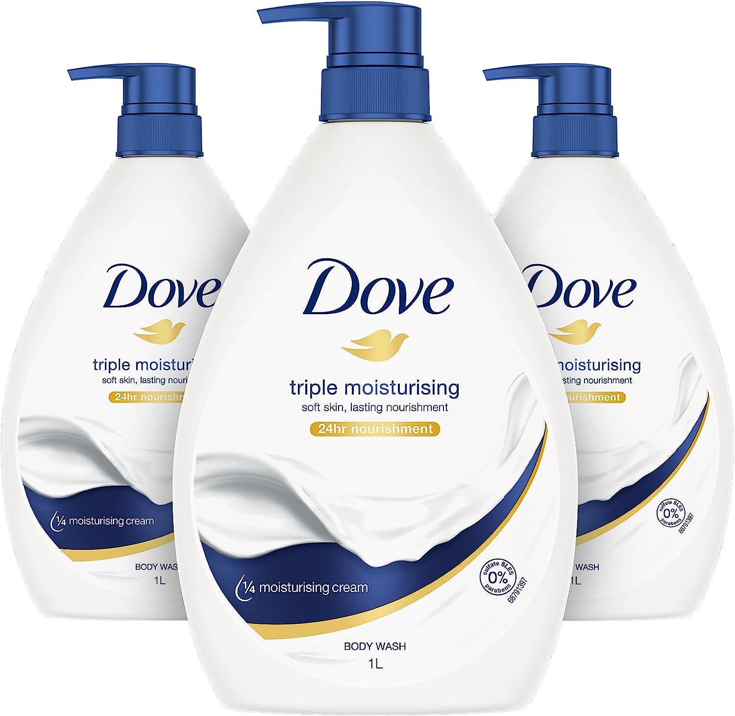 Dove Triple Moisturising Body Wash 3 X 1 L image number 1