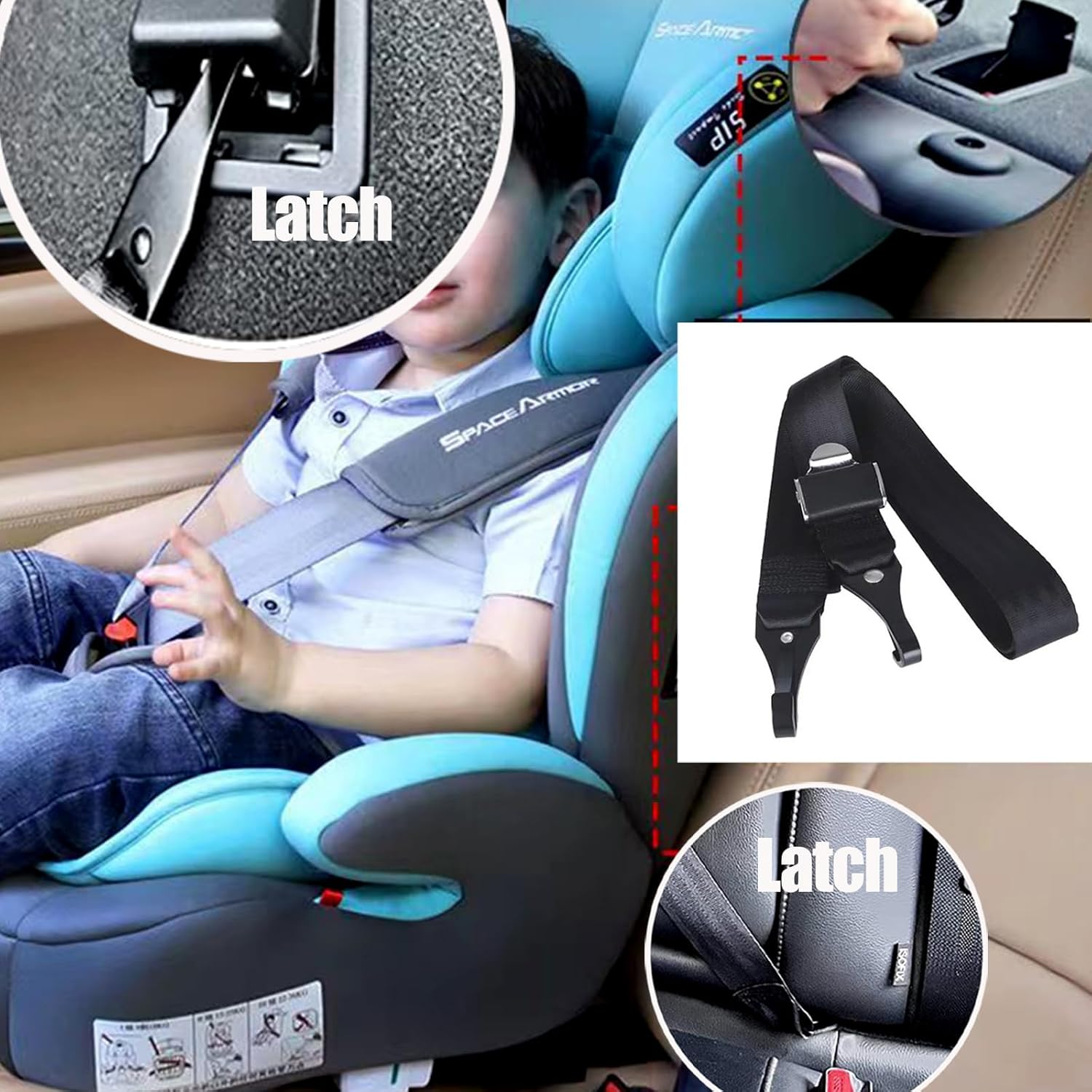 Universal Latch Interface Strap, Baby Car Seat Fixing Straps Latch Connector image number 5