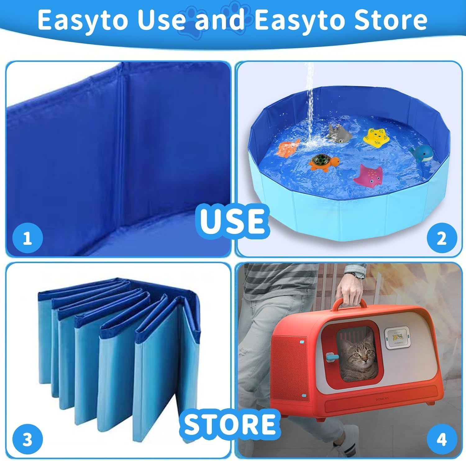 Cat Pool Toy with 6 Fish, Cat Water Toy for Indoor Cats, Interactive Cat Toys for Bored Cats, Foldable and Portable Kitten Toy image number 3