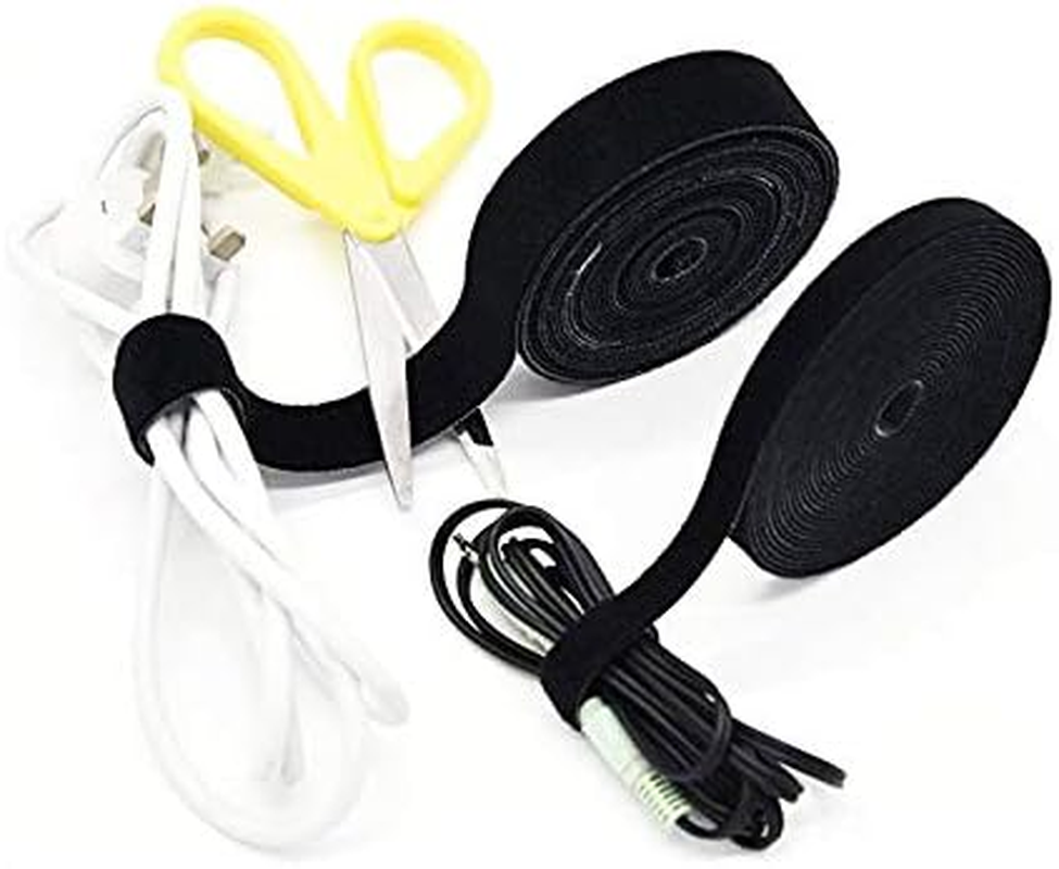 1CM X 5M Cable Ties Self Adhesive Tape Straps Strips Hook and Loop One-Wrap Cable Wraps for DIY Closing and Cable Organizer (White) image number 2