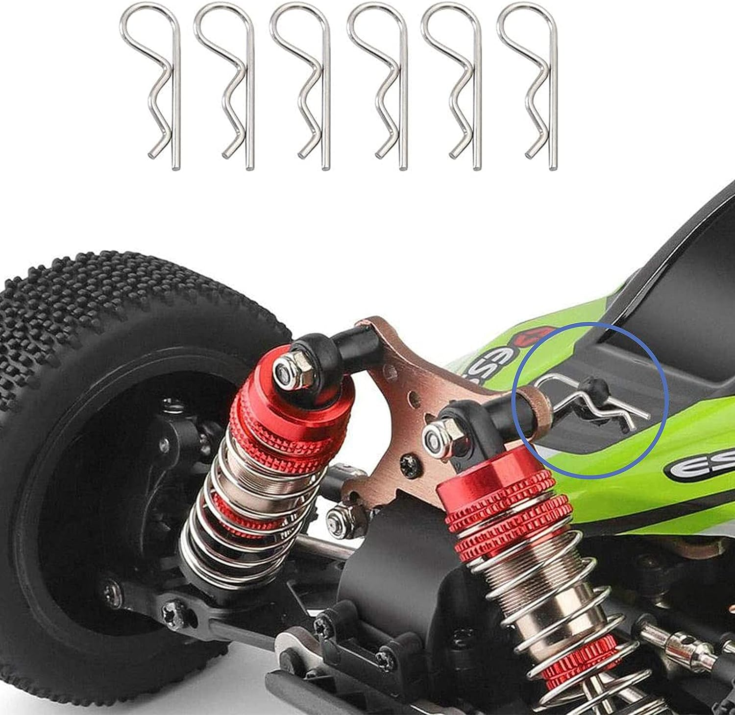 Emsea 180Pcs Body Clip Pin Stainless Steel Body Shell Clip 1/8 1/10 1/16 for RC Car image number 6