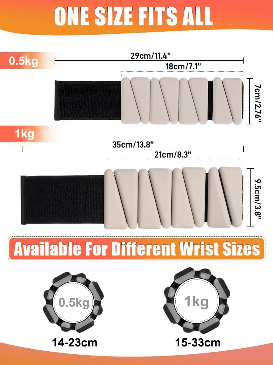 Wrist Ankle Weights Set of 2 (1 Kg Each) Adjustable Weights Training Intensity for Strength Training Walking Running Yoga Pilates Jogging for Women Men image number 2