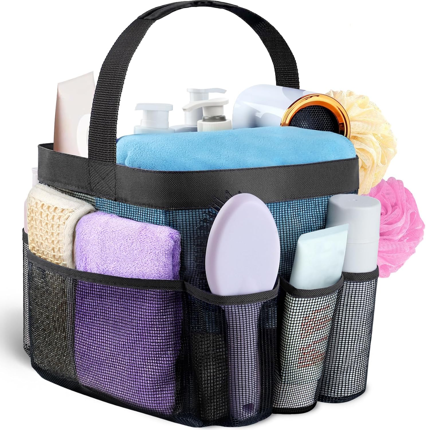 Mesh Shower Caddy Portable for College Dorm Room Essentials with 8 Pockets, Hanging Shower Caddy Dorm Basket, Quick Dry Shower Bag for Bathroom image number 3