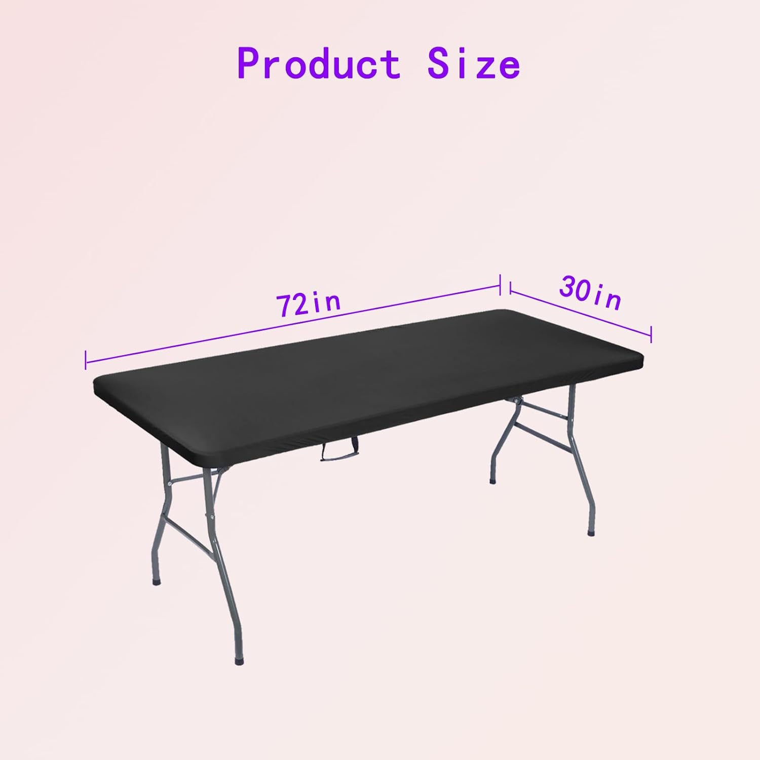 Waterproof Fitted Tablecloth for 6Ft Tables, Rectangle Picnic Table Cloth, Washable Table Cover for Camping, Indoor and Outdoor Use, Black, 30"X72" image number 1