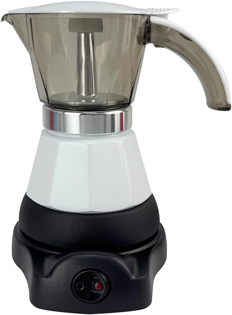 Mornest Electric Moka Pot Coffee Maker, Electric Espresso Maker with Auto Shutoff, Italian Classic, 360 Degree Rotating Base, Portable Coffee Home & Travel, 3 Cups (150Ml), Red/White (Red)