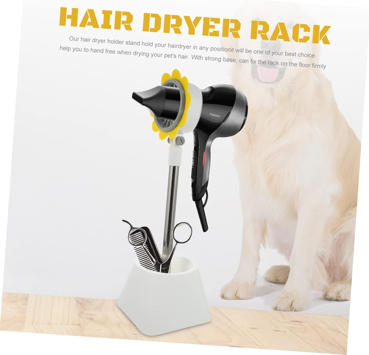 Punch-Free Hair Dryer Holder Floor-Standing Rack with Practical Storage and Easy Installation, Sturdy Hair Dryer Stand for Home Bathroom Organization and Pet Grooming Random Color - White image number 6