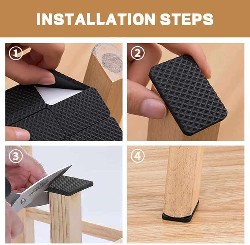 Silicone Furniture Pads,16Pcs 20MM Black Chair Leg Pads Floor Protectors, Rubber Feet for Furniture Feet, Protect Your Wood Floor anti Scratch Floor Protectors image number 4