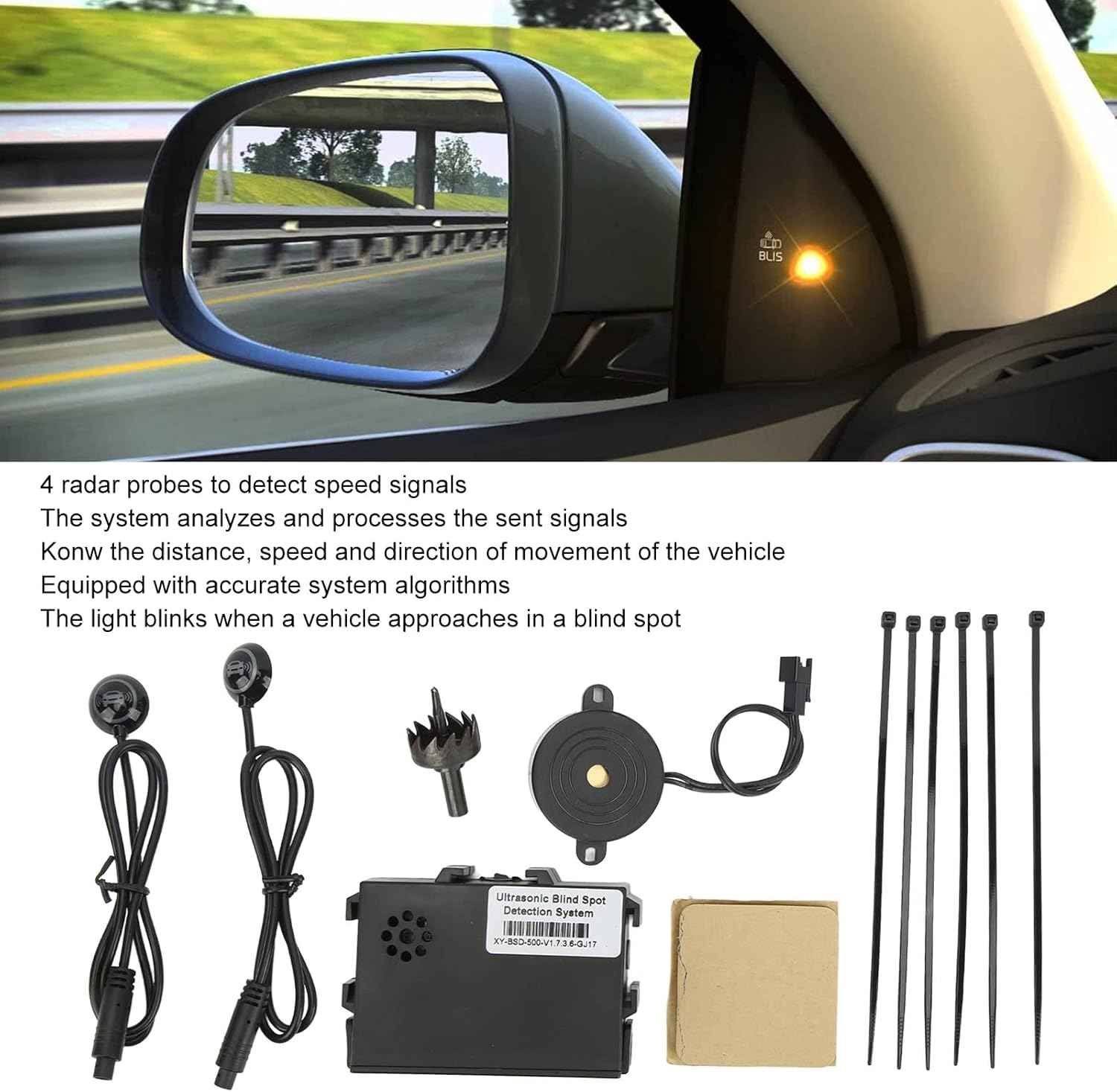 Tihebeyan Car Blind Spot Monitoring System, Car Blind Spot Sensors Detection System with 4 Radars Probes IP67 Water Proof for Suvs Trucks Rvs image number 4