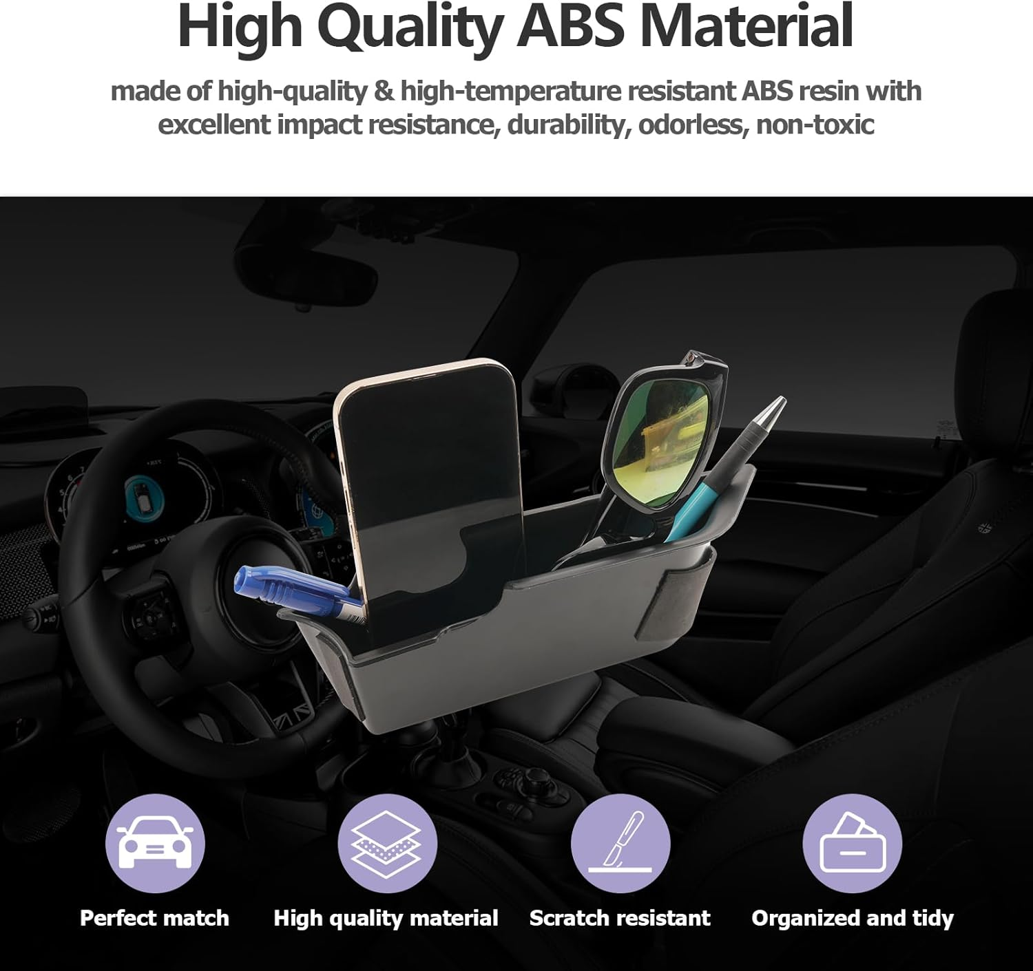 2PCS Front Door Side Storage Box Fit for 2015-2024 Mini Cooper Door Side Organizer Grab Tray for Mini Cooper Countryman Accessories