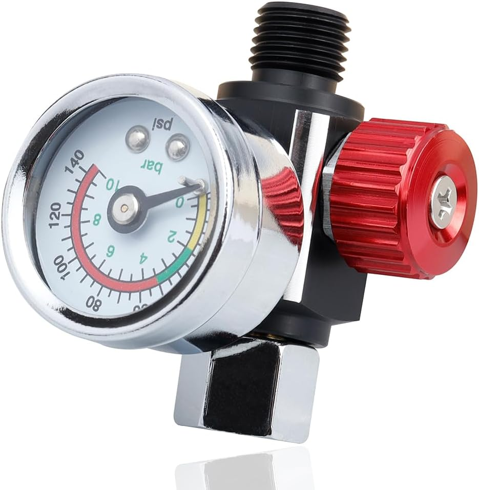 Yakamoz 1/4 Inch Air Pressure Regulator Kit, Professional Paint Spray Gun Adjusting Pressure Regulator Gauge for Pneumatic Tool image number 5