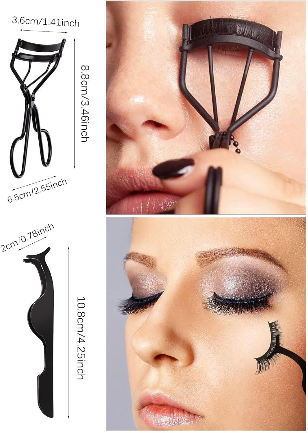 EBANKU Eyelash Comb Lashes Curler Set, 7Pcs Eyebrow Brush Comb Eyelashes Separator Tool Professional Eye Brow Spoolie Brush Scissors Tweezers Eyelash Curler Silicone Refill Pads for Makeup Grooming - 7P image number 2