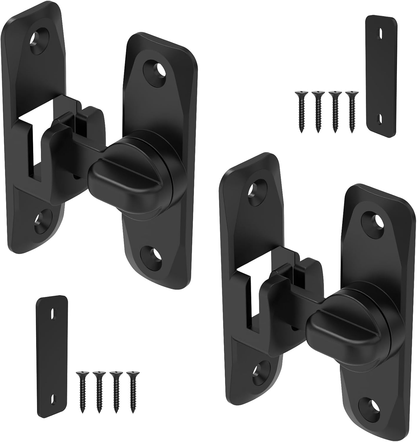 90/180 Degree Barn Door Locks and Latches, Safety Aluminum Hardware Sliding Door Latch, Small Flip Locks for Barn, Bathroom, Cabinet, Garden, Window (Black-1Pc)
