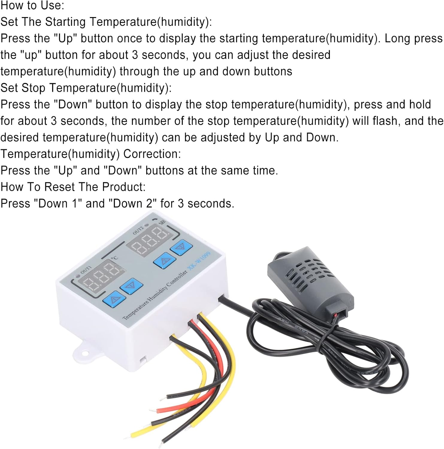 Cryfokt 12V Digital Temperature Humidity Control Switch, Accurate Calibration, Simultaneous Control for Home Use, PC/ABS Fireproof Material image number 5