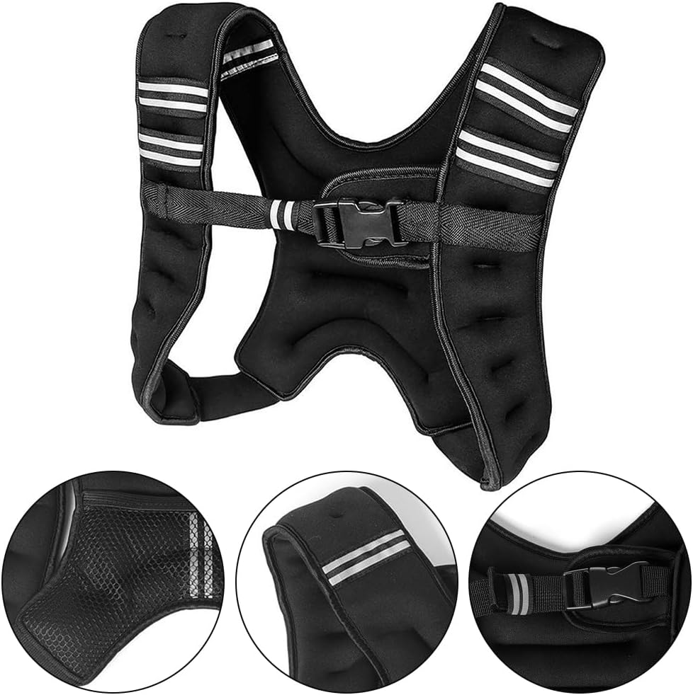 TOMVAES Adjustable Weighted Vest for Men & Women, Multi-Functional Reinforced Training Vest for Cardio and Strength Workouts, Fitness, Outdoor Training（Black） image number 3