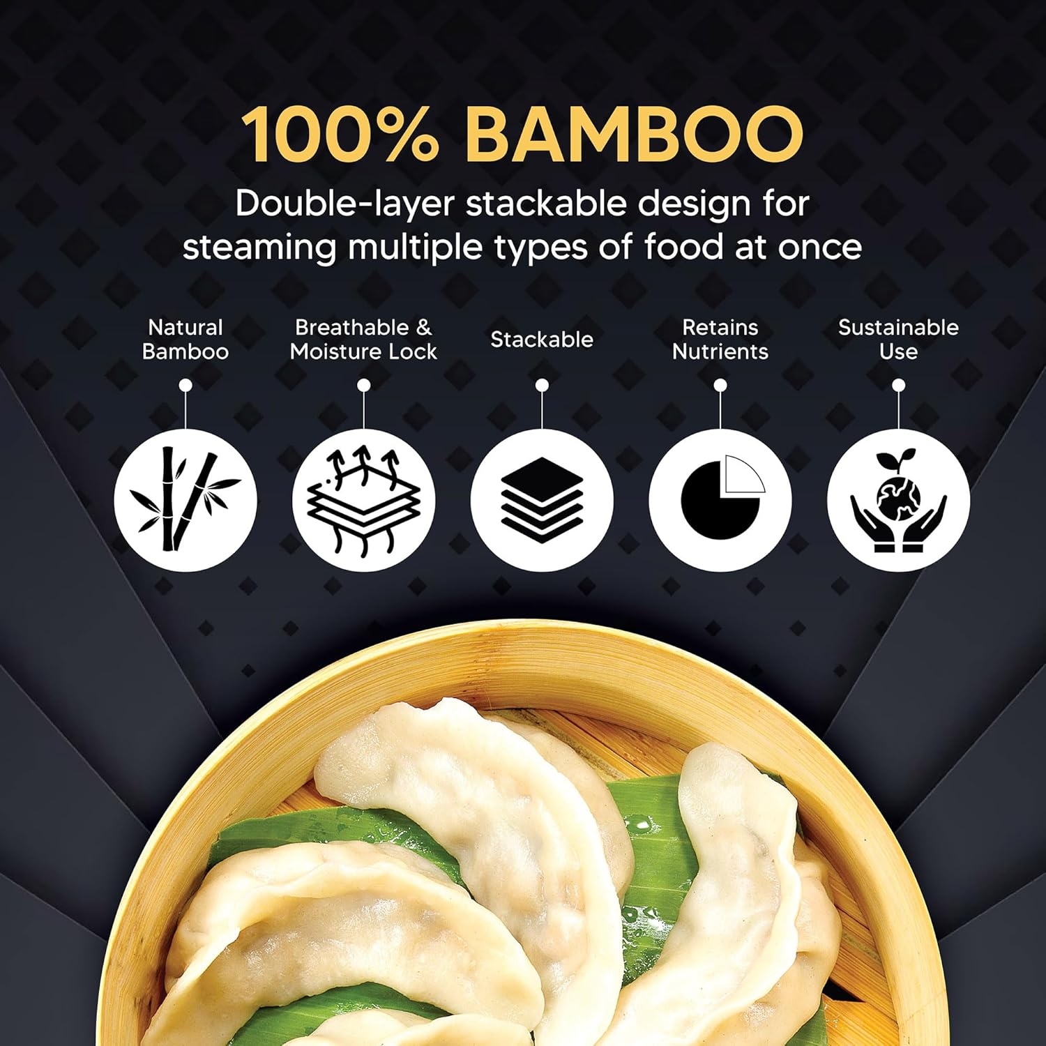 Helen&rsquo;S Asian Kitchen Bamboo Dim Sum Food Steamers with Lids, 4-Inch, Set of 2