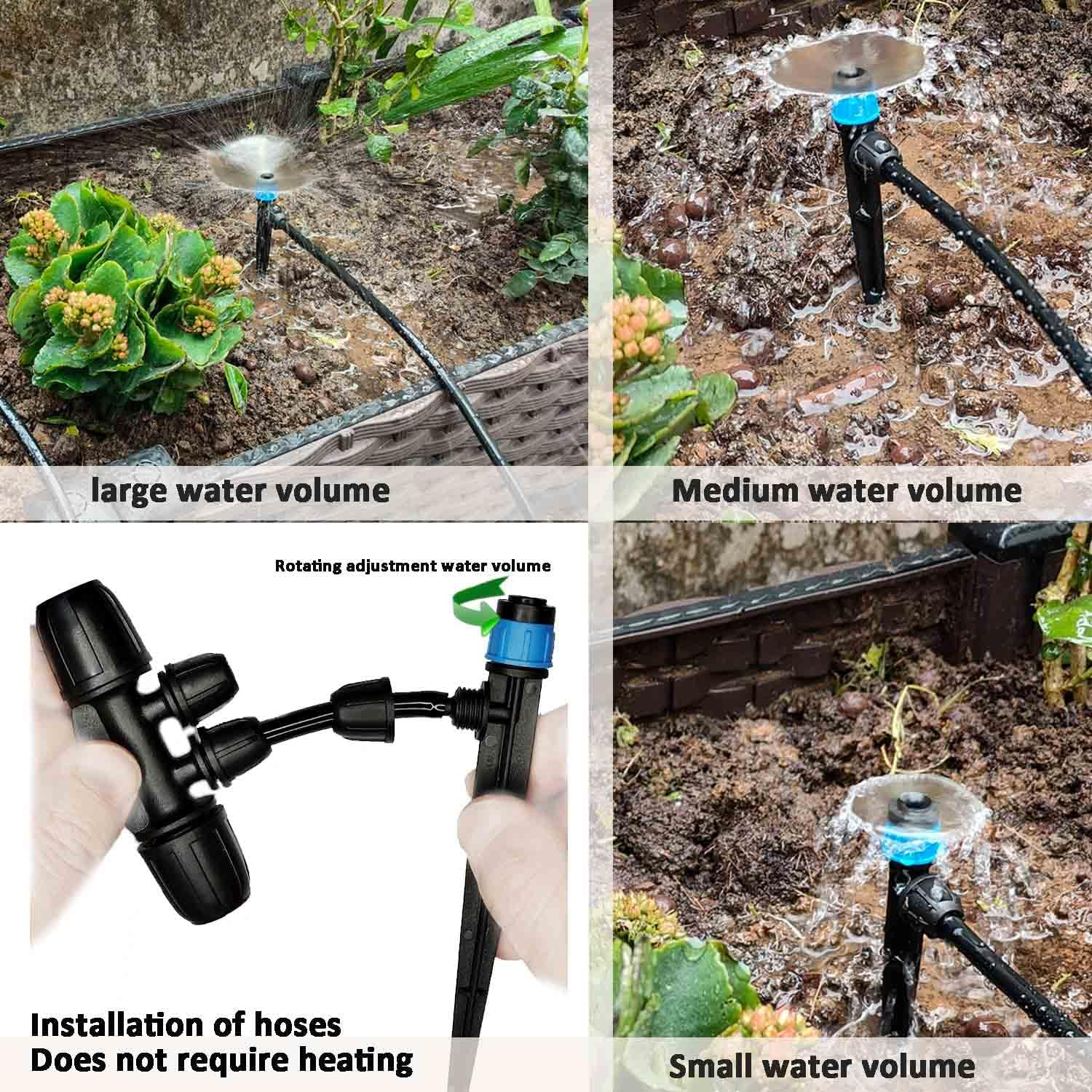 Drip Irrigation System with Water Timer 162Ft Drip Irrigation Kit 5/16&ldquo;ID and 1/4 Inch Pipe Auto Watering System for Garden Adjustable Spray, for Greenhouse, Garden, Lawn, Potted Plants Black image number 4