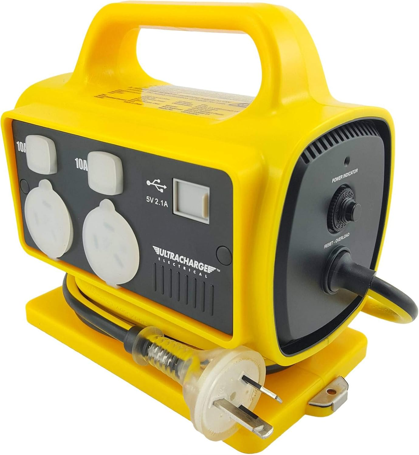 Ultracharge 10A Plug RCD Portable Safety Power Block with 2X USB Ports image number 4