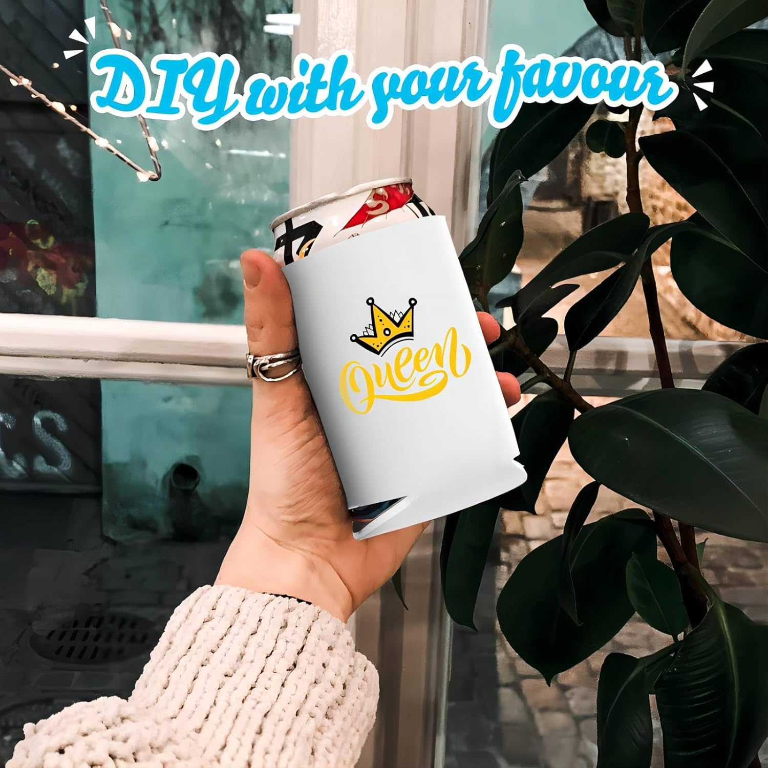 PARTY BESTBUY Blank Beer Can Cooler Sleeves 20PCS, Soft Insulated Reusable Beer Cooler Sleeves, Sublimation Blanks for Vinyl Plain Collapsible Foam Can Sleeves Coolers for Soda Cans and Bottles(White) image number 2