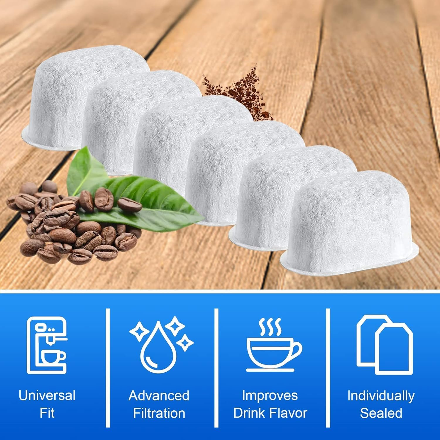 6-Pack Replacement Water Filter for Breville BWF100 BES870 BES810 BES990 BES980 BES920 BES900XL BES870XL BES860XL BES840XL BKC600XL Charcoal Water Filters Cartridge image number 3