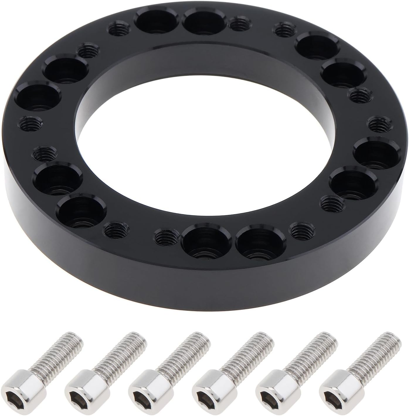 0.5" Steering Wheel Hub Adapter Conversion Spacer, Black Aluminium Alloy 12Mm Steering Wheel Hub PCD Adapter Spacer for Momo for Nardi for OMP for Sparco