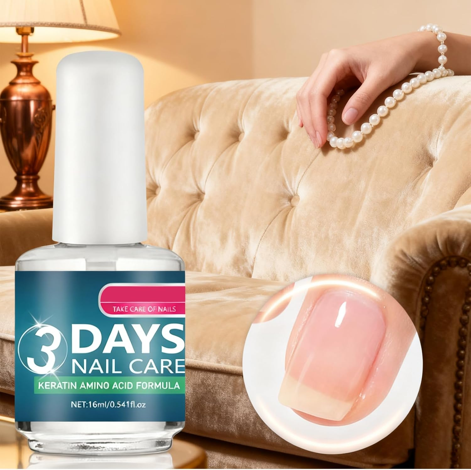 3 Days Nail Care,Keratin Amino Acid Formula Nail Strengthener for Weak & Damaged Nails,16Ml Growth Serum & Clear Polish Treatment Promotes Strength and Flexibility (2PCS) - 2Pcs image number 4