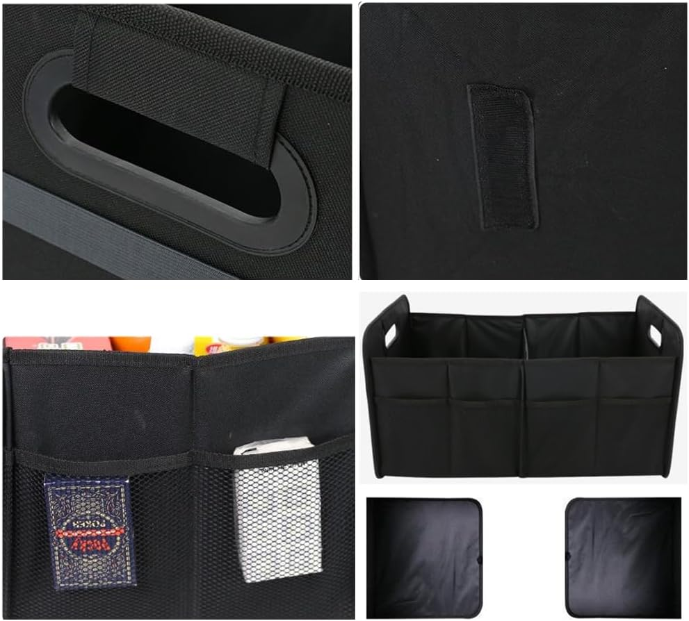Car Trunk Organizer, Granmagazz 2 Compartments Collapsible Trunk Storage, Foldable Car Trunk Organizer Cargo Storage, Anti-Slip Design, Suitable for SUV, Truck, Minivan, Standard Size, Black image number 3