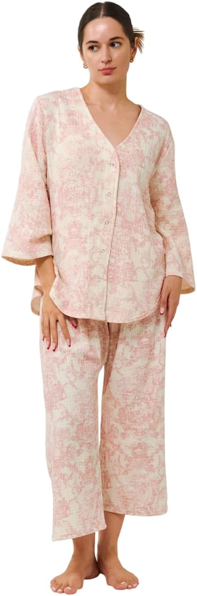 NOTHING FITS but Muslin Gauze Nursing Set, Postpartum Nursing Pajamas Set, Soft Pjs Sleepwear Maternity Loungewear