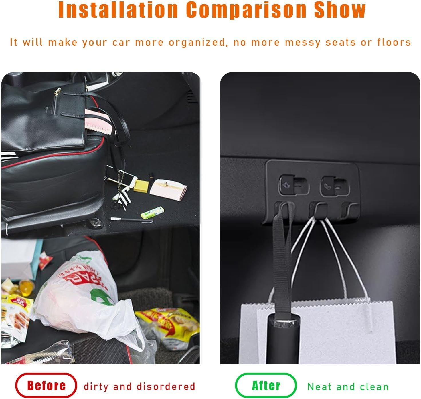 Rear Trunk Hook for Model Y, 5 Seater Upgrade Trunk Hook Holding Clips, Rear Trunk Grocery Bag Holder Hooks for Hanger, Interior Accessories Compatible with Model Y 2021-2023