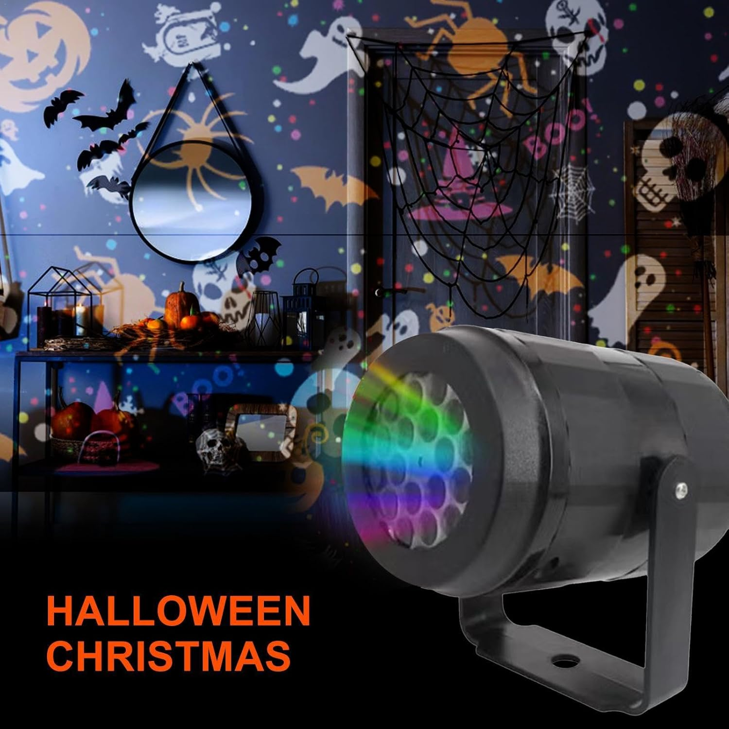Halloween Decorations Projector Lights - LED Landscape Spotlight Indoor Outdoor Halloween Decor | Moving Halloween Patterns Projector Lights for Indoor Halloween Holiday Night Gathering Party image number 5