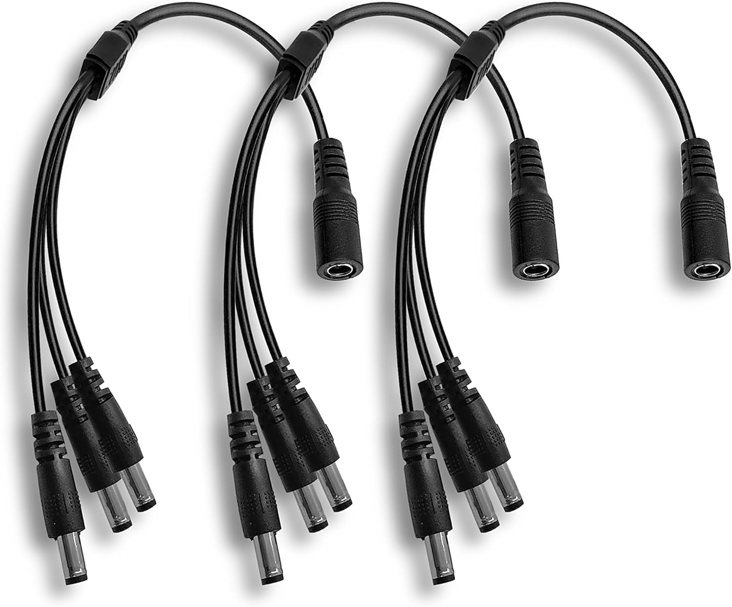 Clearhill 3Packs 1Female to 2 Male Way DC Power Splitter Cable,Plug 5.5Mm X 2.1Mm,Black,For CCTV Security Cameras,Led Strip Lights,Router and More