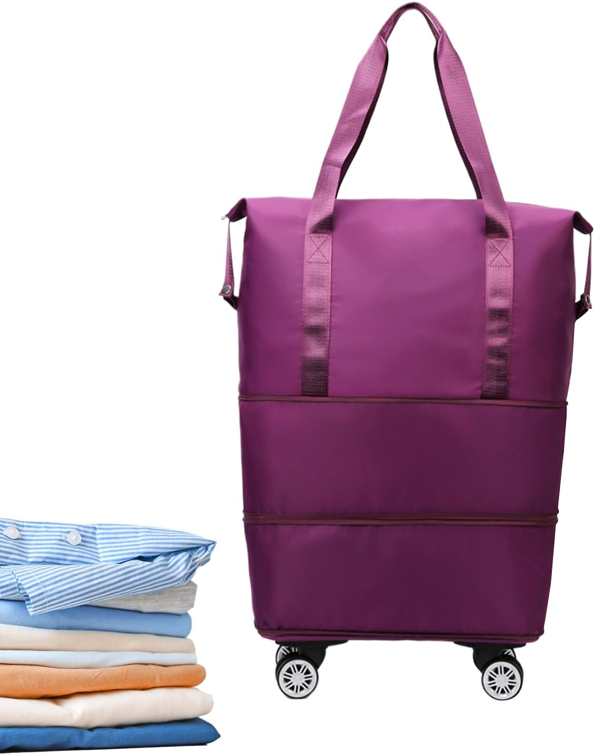 Travel Bag with Wheels,Waterproof Rolling Carry on Luggage | Garment Carrier Luggage for Overnight Travel Business Trips Gym Camping Shopping Holiday - Blue image number 6