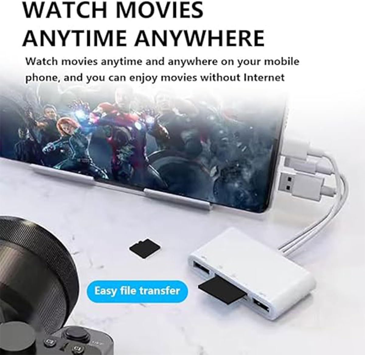 AIMALL 5-In-1 USB C SD Card Reader Adapter, High-Speed USB 3.0 Hub with TF/SD Card Slot, OTG Camera Memory Card Adapter Compatible with Iphone, Ipad, Android, Macbook, Laptop image number 3