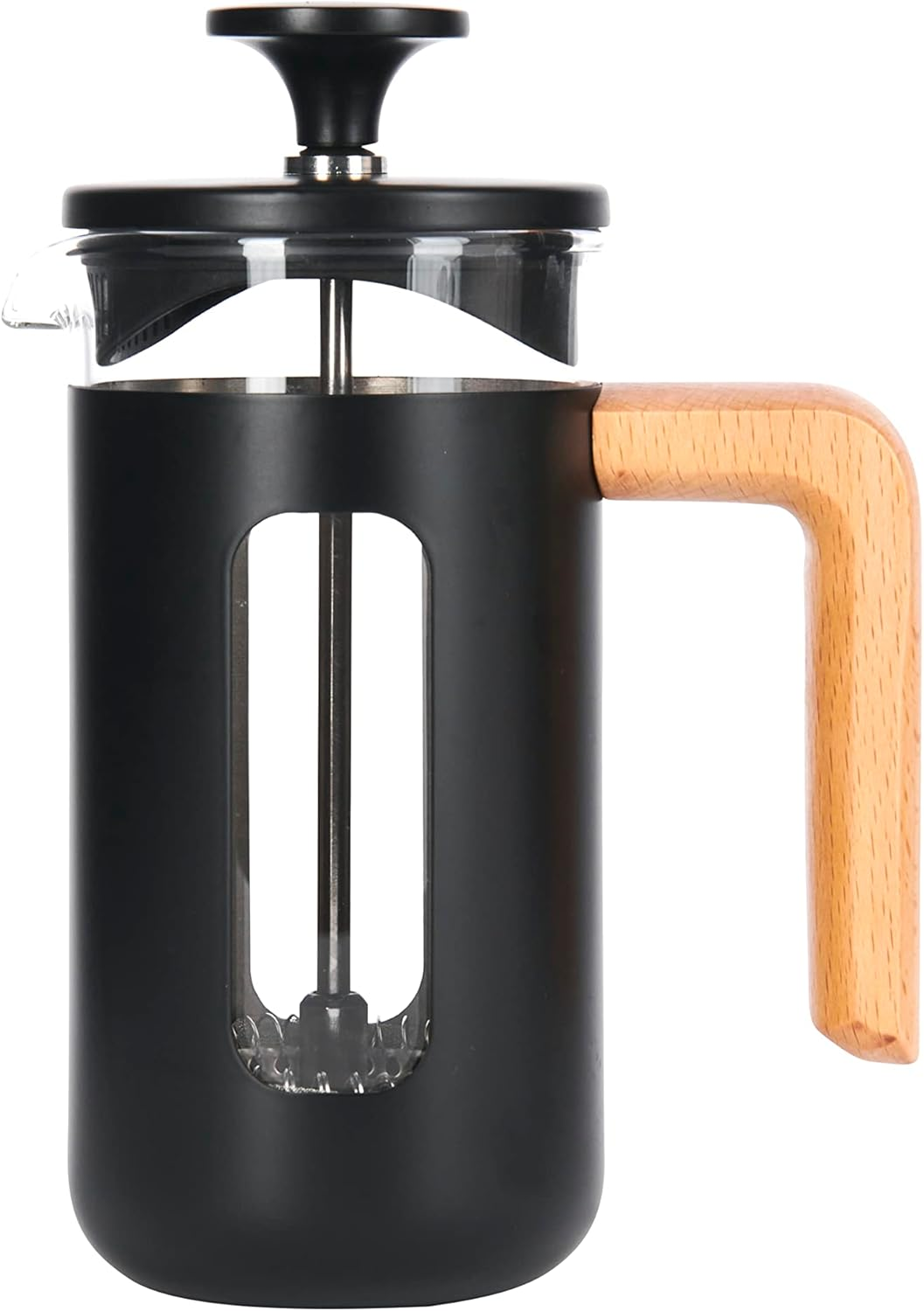 La Cafetiere Pisa Cafetiere 3 Cup 350Ml| Stylish Borosilicate Glass French Press with Wood Handle|Black