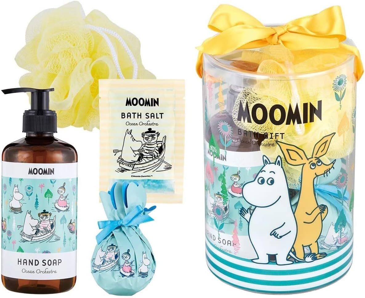 MUUMI Bath Gift Sea Orchestra (Hand Soap & Bath Fee Gift Sea Scent) Bath Salt Set Hand Soap 300Ml Bath Salt 35G Bath Bomb 75G Bath Sponge 1Pc image number 2