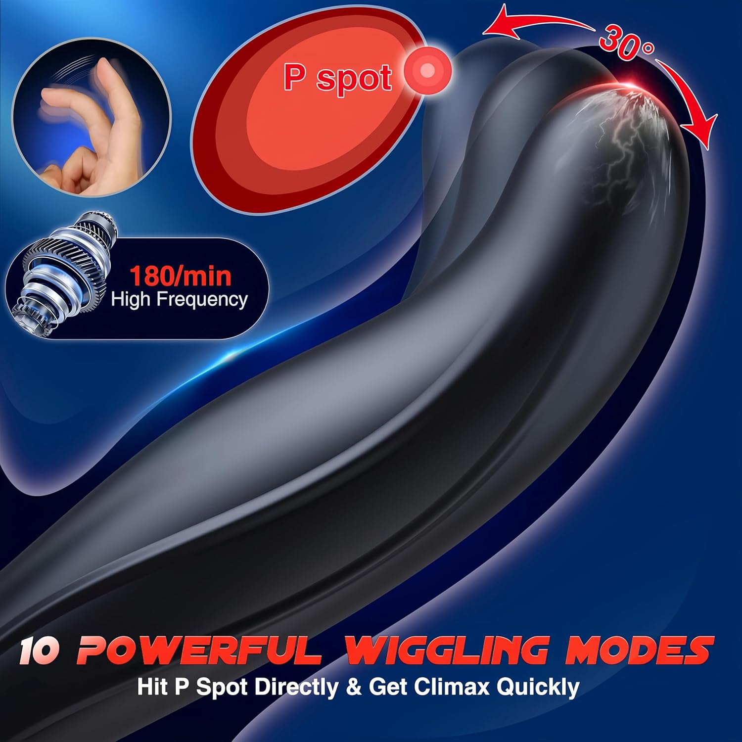 Funflick 5-In-1 Prostate Massager Anal Vibrator Cock Ring, 10 Wiggling & Thrusting & Vibrating Modes Adult Toys, BDSM Remote Control Butt Plug Sex Toys for Men, Lifelike Silicone Dildo Anal Beads Enema Products, Strap on Sexual Wellness Products for Anal Stimulation and Improve Sexual Endurance image number 3