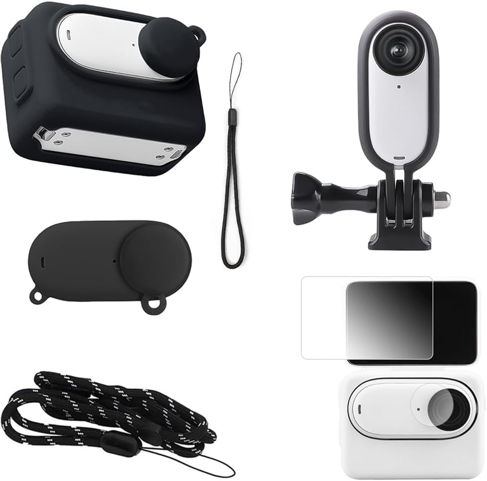 Frame Case Compatible with Insta360 GO 3 Action Camera - Inst 360 GO3 Accessories with Silicone Protective Cover, Screen Protectors