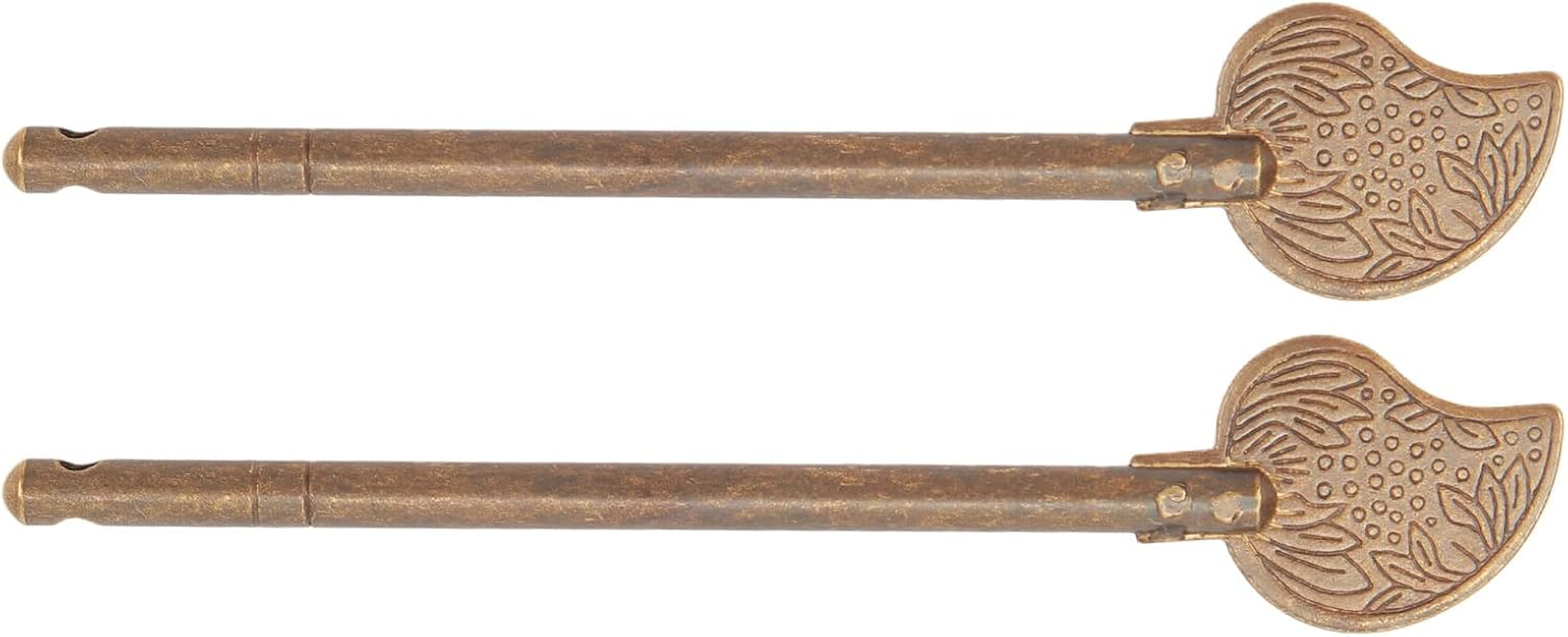 Door Latch Locking Pin, 2 Pcs Brass 11Cm Leaf Shape Retro Style Cabinet Key Latch, Vintage Style Chinese Latch Bolt for Antique Lock, Handle, Box Buckle, High Hardness image number 1