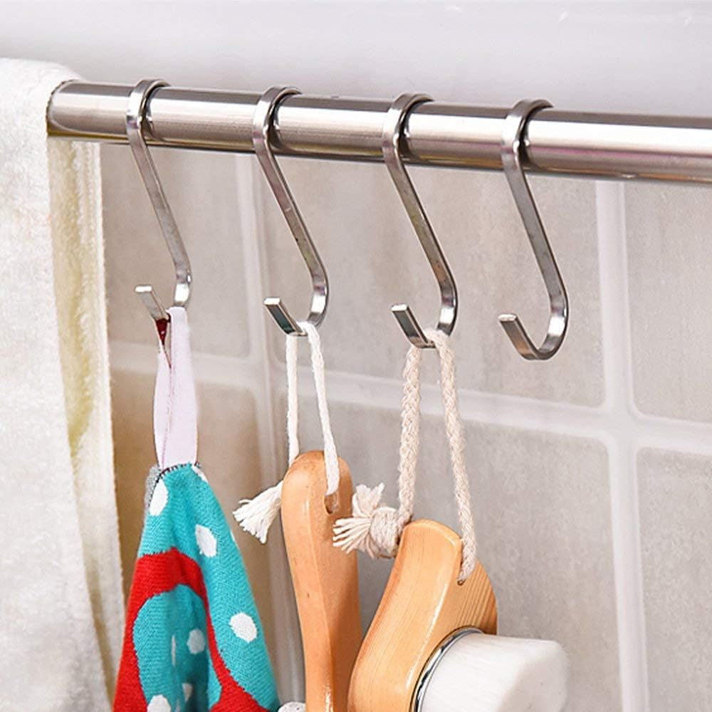 Flat S Hooks Stainless Steel S Shaped Hanging Hooks for Kitchen, Bathroom, Bedroom and Office 15 Pack/Large(3.5") image number 4