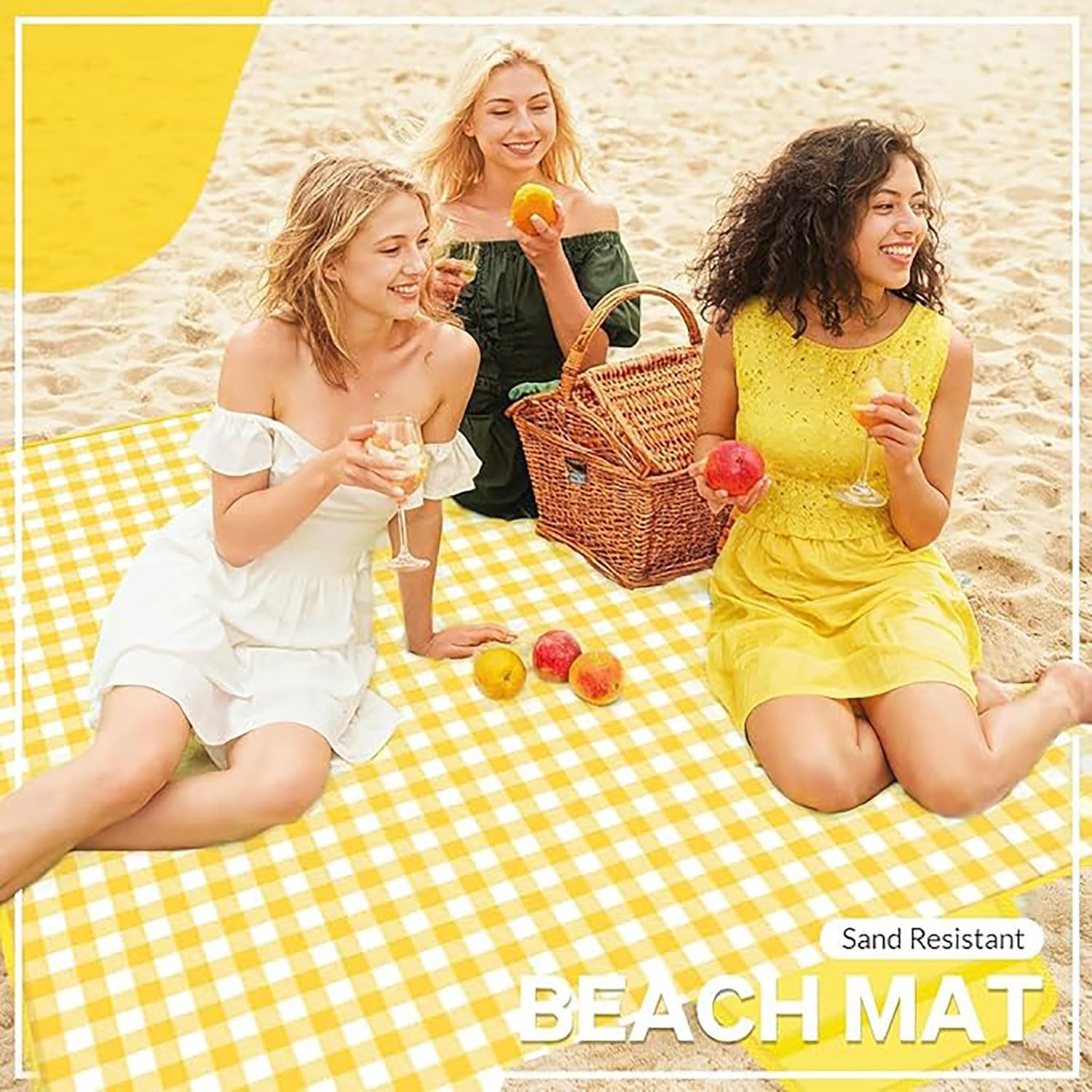 Yqkangzhu Extra Large Outdoor Picnic Blanket, 79'' * 79'' Foldable Beach Blanket, Sandproof Picnic Rug, Camping Carpet, Portable Picnic Mat, Waterproof Sand Mat for Travel, Holiday Party, Park Lawn image number 2