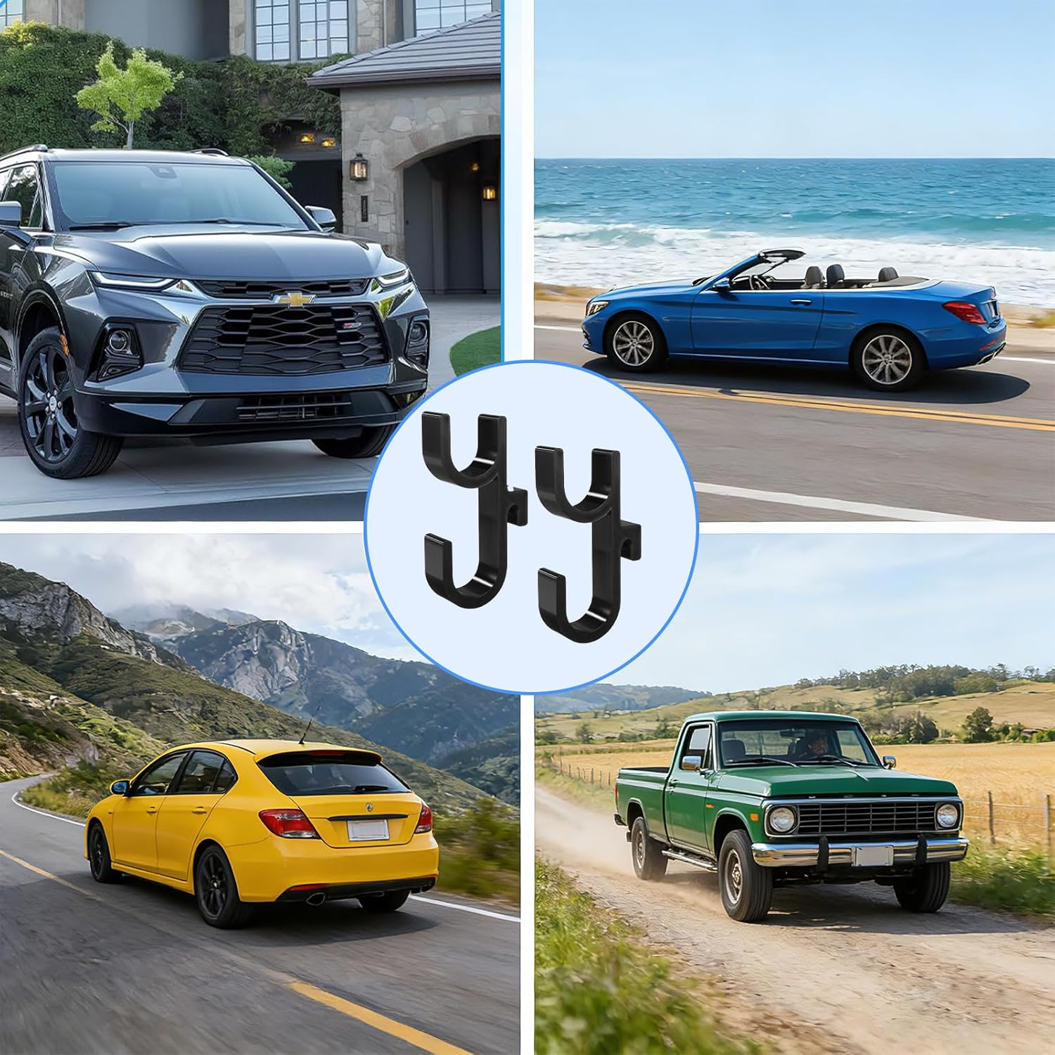 2Pack Car Umbrella Hook Universal Car Tool No Drilling Stable Installation Suitable for Any Vehicle Ideal for Hanging Umbrellas Towels and More (Black) image number 2