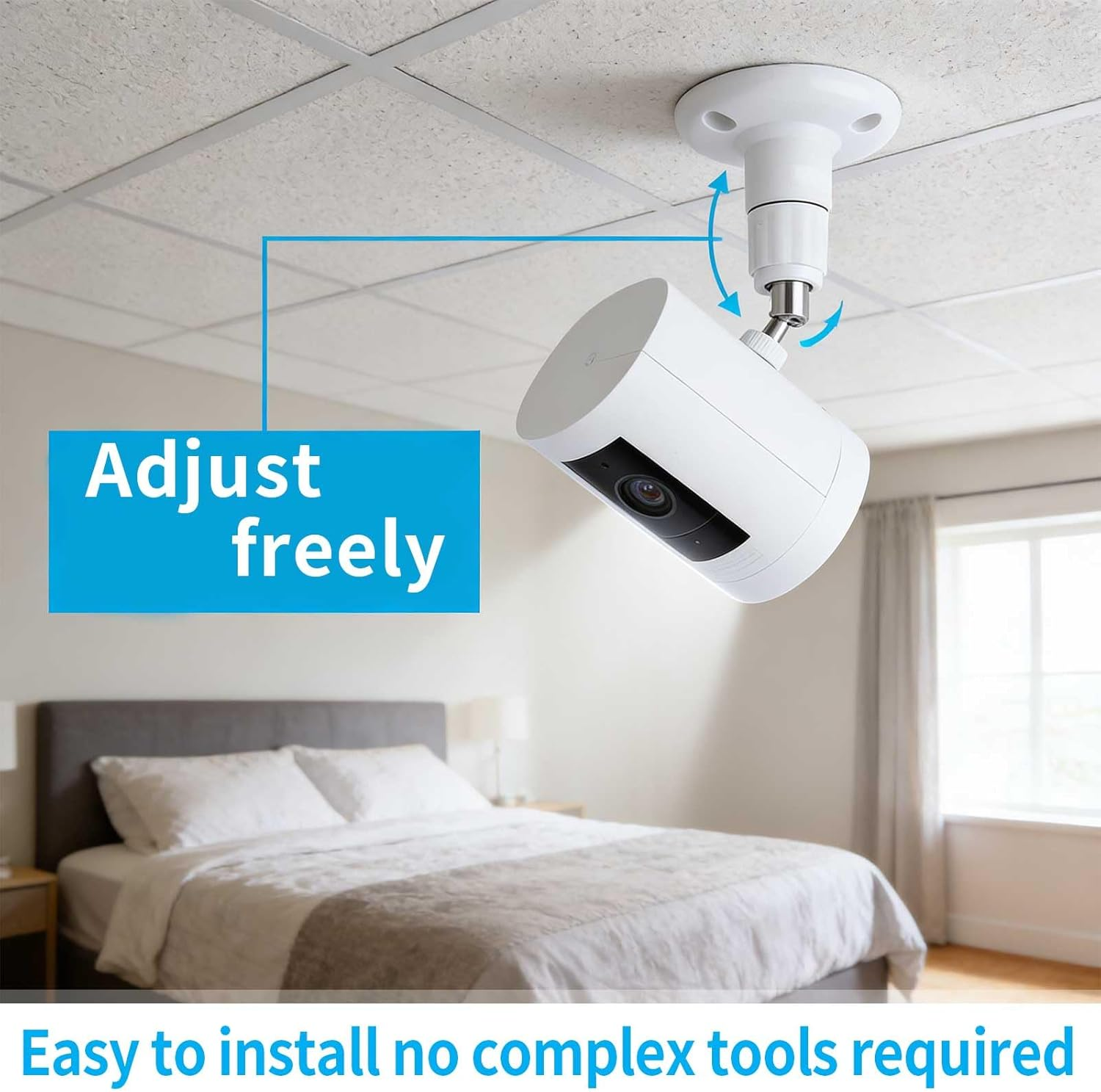 2 Pcs Adhesive Ring Camera Stand, 360-Degree Adjustable Wall-Mounted Installation, Screw-Free and Drill-Free Adhesive Installation, for Ring Indoor Cameras and Rings Outdoor Camera (White) image number 2