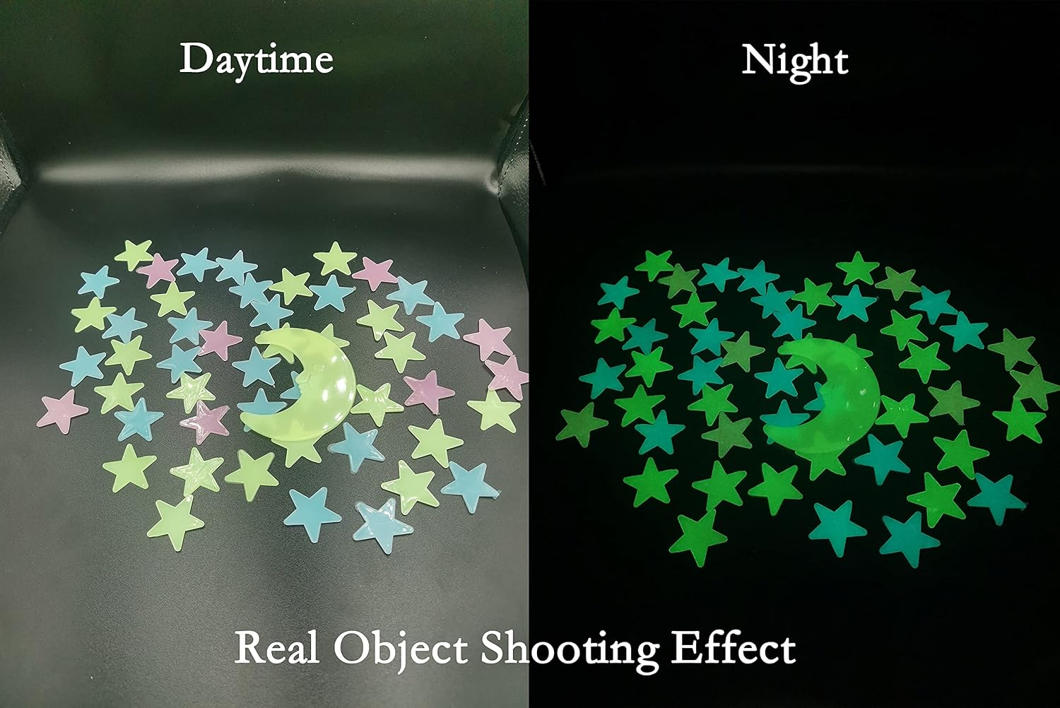 200 Pcs Colorful Glow in the Dark Luminous Stars and Moon Fluorescent Noctilucent Plastic Wall Stickers Murals Decals for Home Art Decor Ceiling Wall Decorate Kids Bedroom Room Decorations image number 5