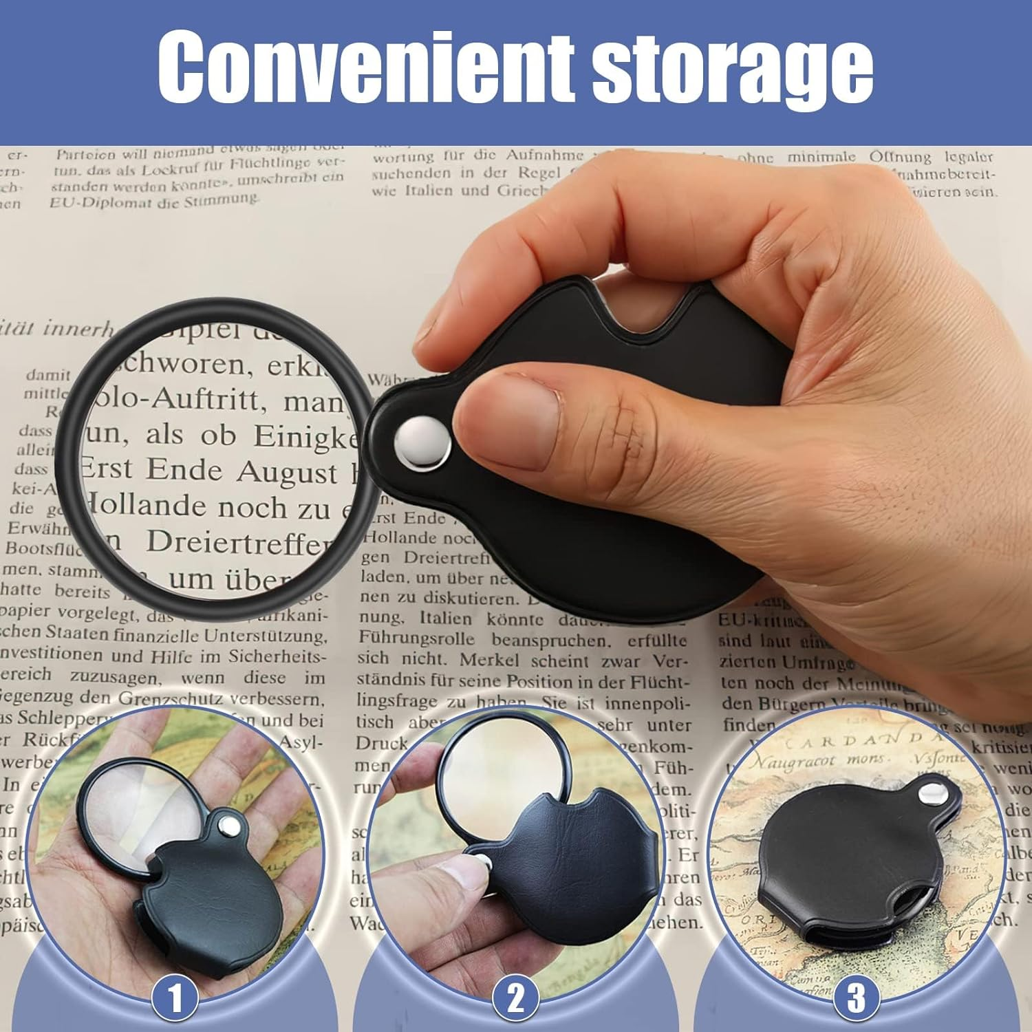 Magnifying Glass, 2 Pcs 8&times; Pocket Magnifying Glass with Rotating Protective, Pocket Magnifier for Reading, Books, Jewelry (50Mm/2Inch) image number 3