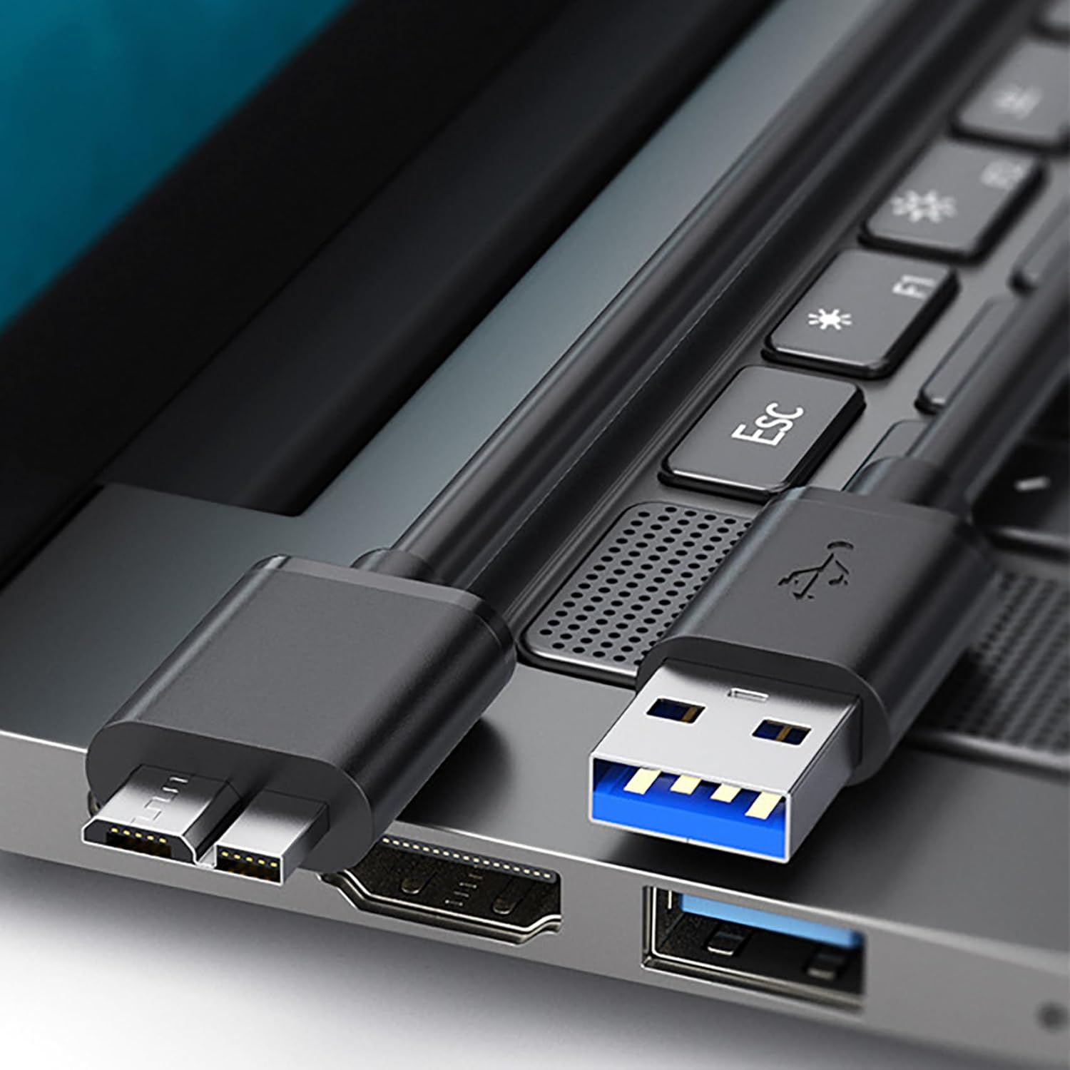 USB 3.0 Hard Drive Cable, Tunghey USB-A to Micro B Cable Compatible with Galaxy S5, Note 3, Note Pro 12.2, Camera, Hard Drive and More USB 3.0 5Gbps Data Transfer Cord (1M) image number 1