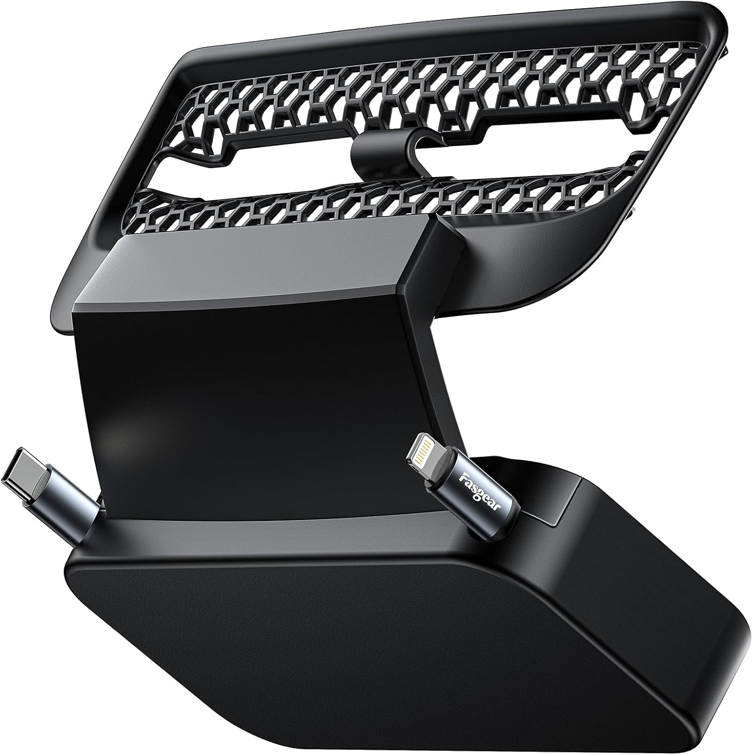 Fasgear Rear USB Charging Hub Docking Station Compatible for Tesla Model Y 2024, Model 3 Model Y (2021 2022 2023) 80Cm 27W Retractable Lightning Cable & Type C Cable with Rear AC Vent Outlet Cover image number 5