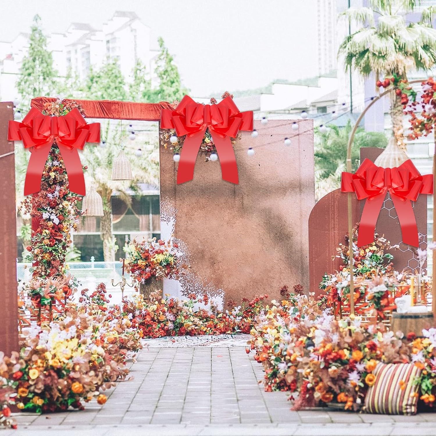 30 Inch Giant Car Bow &ndash; Big Red Bow for Car Decor, Wedding, Presents & Party Decorations &ndash; Large Gift Wrapping Decoration image number 1