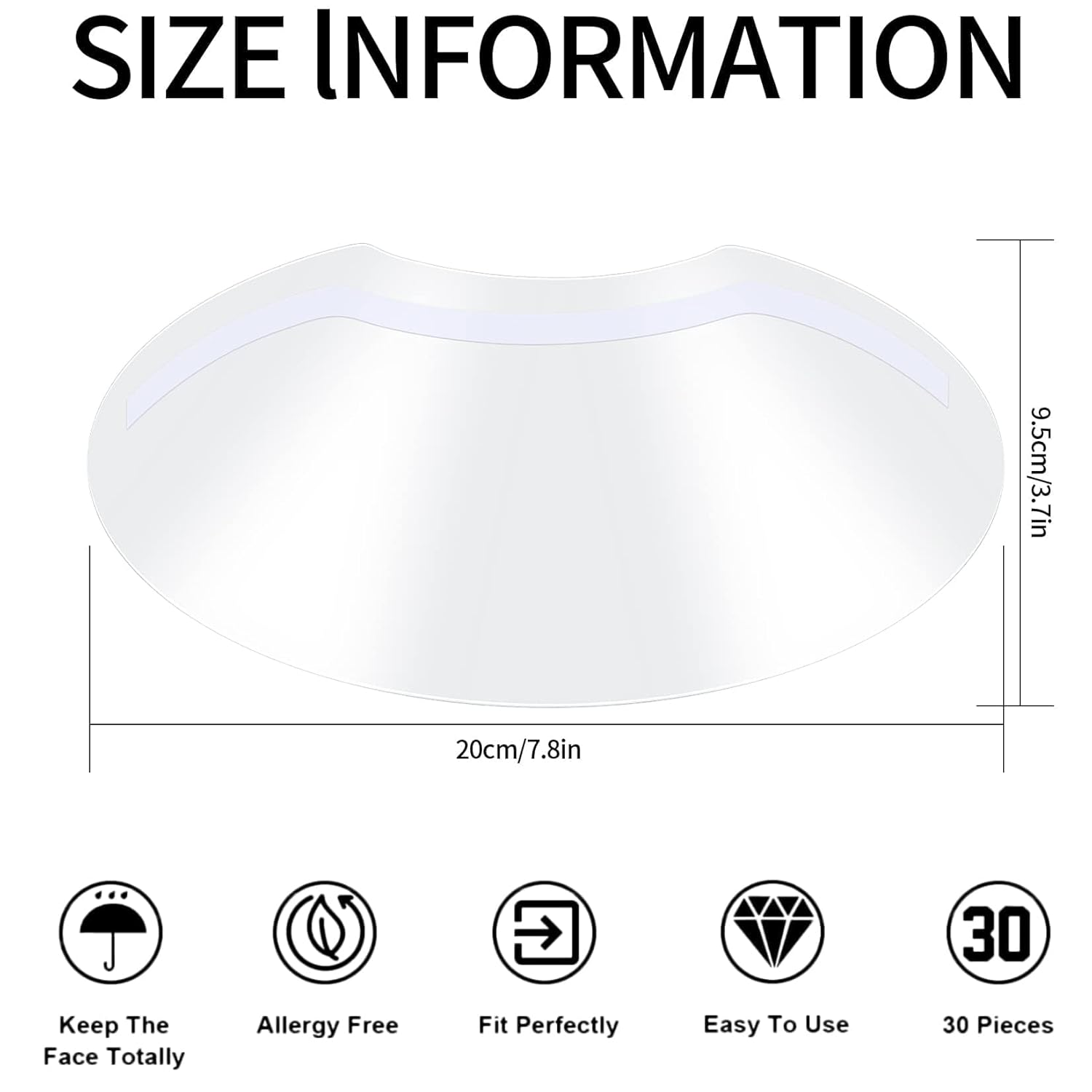 MJIYSGS 50 Pcs Disposable Clear Shower Face Shield, Eye Shield after Cataract Surgery, Eye Protector Shields for Microblading Eyelash Extensions Hairspray image number 4