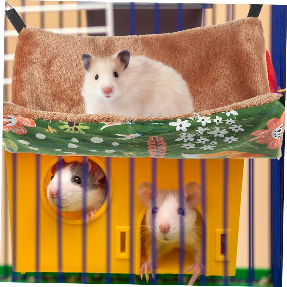 OATIPHO Guinea Pig Hammock Bed - Delicate Suspending Cage Accessory for Small Pets, Rats, Chinchillas, Ferrets, Hamsters - Large Cotton image number 1